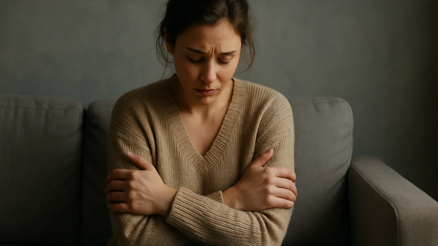 O femeie contemplându-și emoțiile în natură, simbolizând vulnerabilitatea și puterea interioară.